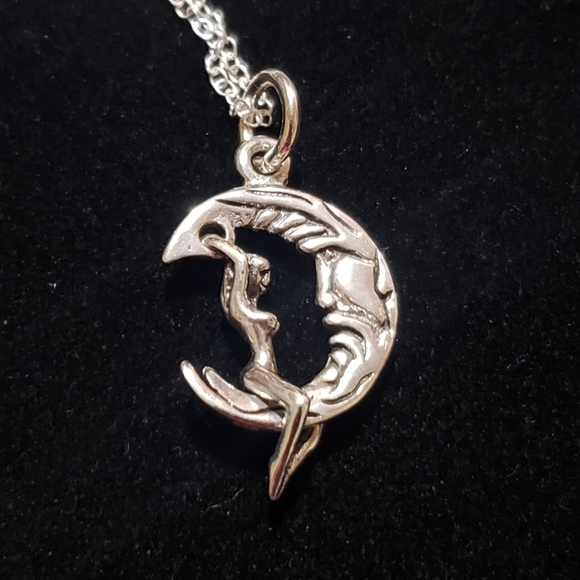 Lady Riding Moon Pendant Necklace ~ 925 Sterling Silver - Picture 13 of 13